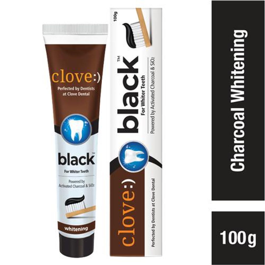 Black Whitening Toothpaste For Whiter Teeth-Powered By Activated Charcoal & SiO2
