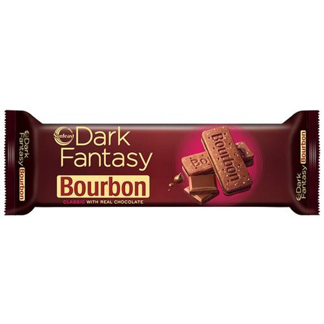 Dark Fantasy Bourbon Cream Biscuit - Classic With Real Chocolate, Crunchy