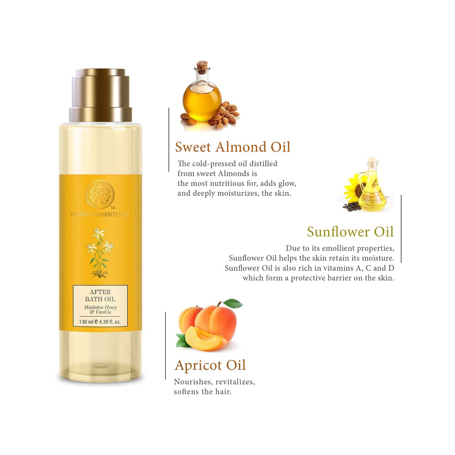 Forest Essentials Mashobra Honey & Vanilla After Bath Oil (130ml)