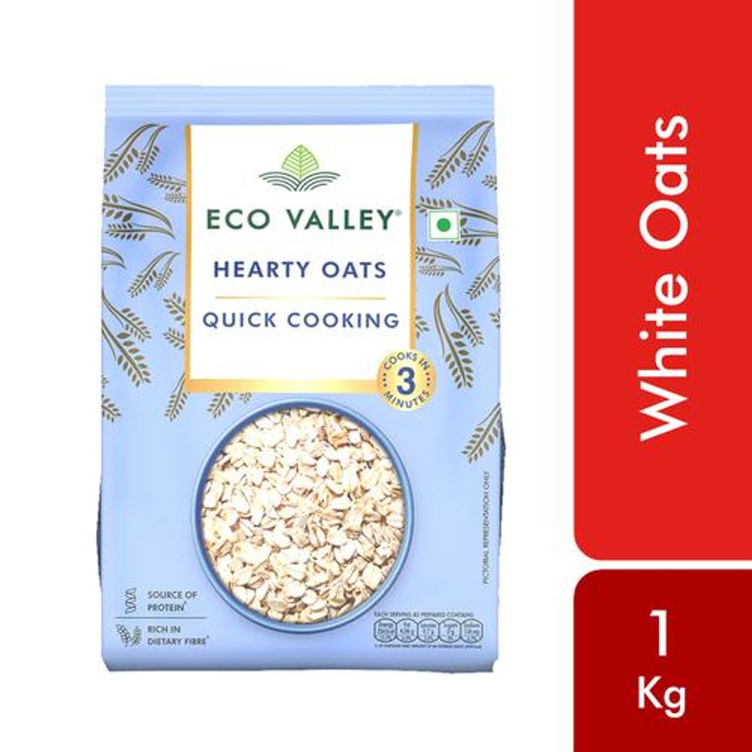 Hearty Oats - Rich In Protein & Fibre, 100% Natural Grain, Cooks In 3 Minutes, Quick Cooking Oats, No Added Sugar