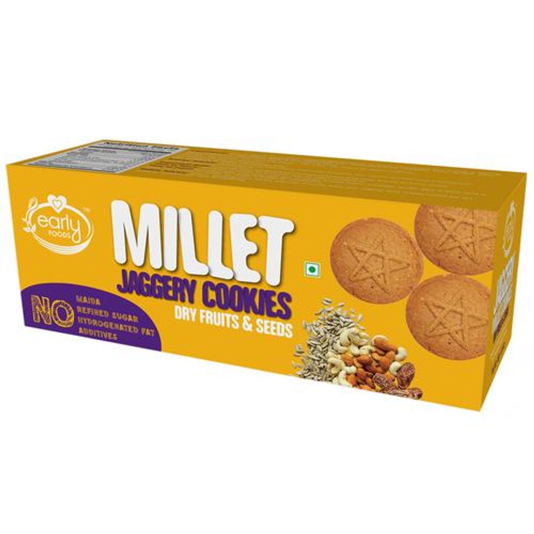 Jaggery Millet Cookies - Dry Fruits & Seeds, No Preservatives & Additives
