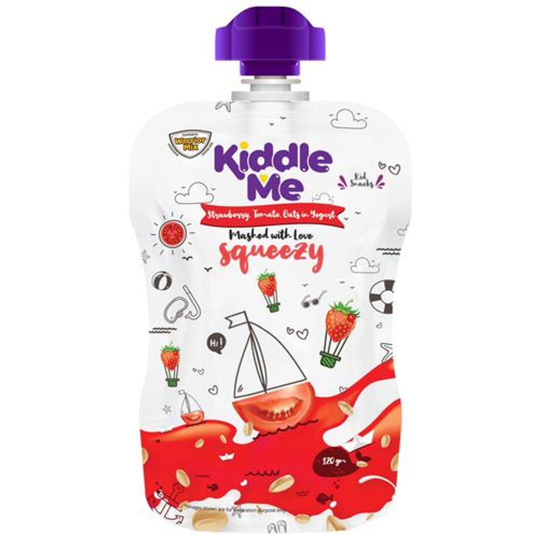 Squeezy Kids Snack - Strawberry, Tomato, Oats in Yogurt