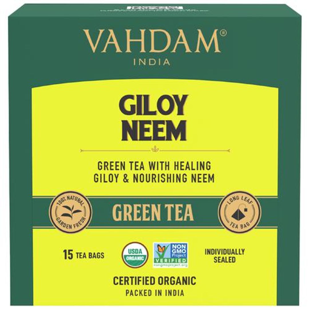Organic Giloy Neem Green Tea Bags - Detox Tea For Weight Loss & Immunity