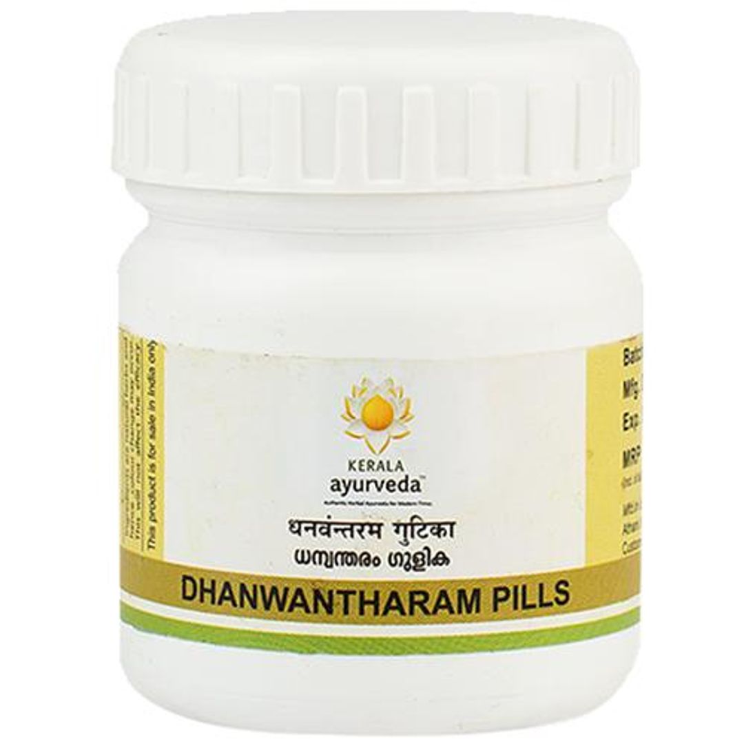 Dhanwantharam Pills 50 Tablets| For Belching & Bloating| Better Digestive Health| For Pre & Post-delivery Abdominal Gas & Discomfort| Herbal & Natural | With Kirathatiktha, Bhoonimba, Rudraksha, Karpoora in Jeeraka Kwath and Rose water