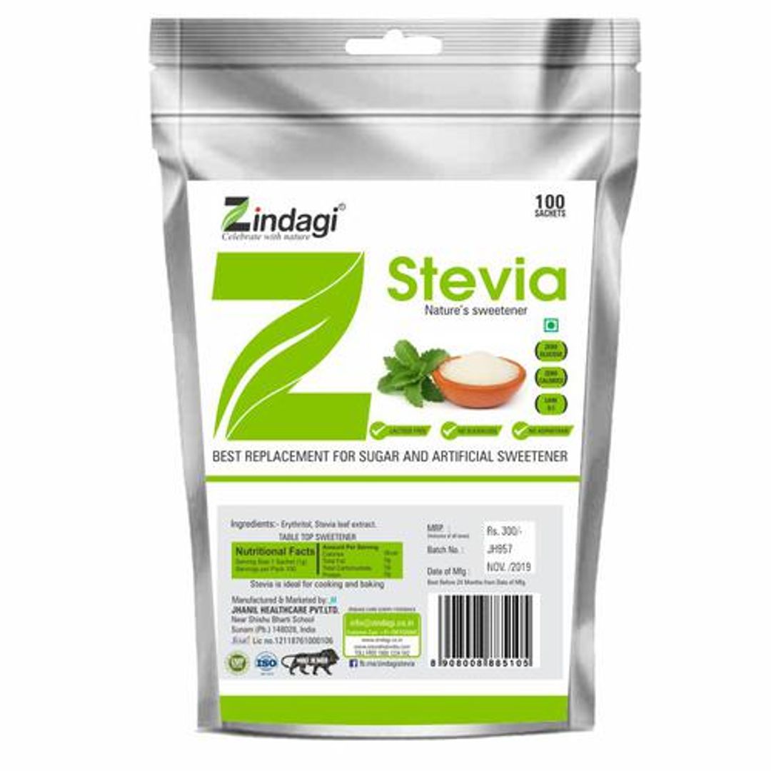 Stevia Sweetener Sachets - Pure White Powder, Sugar Free