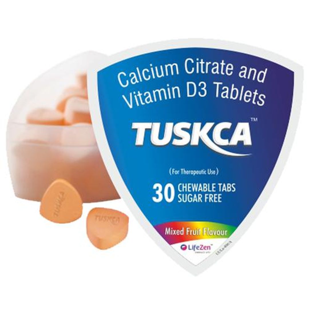 Calcium Citrate & Vitamin D3 Tablet - Sugar Free, Improves Health, Mixed Fruit Flavour