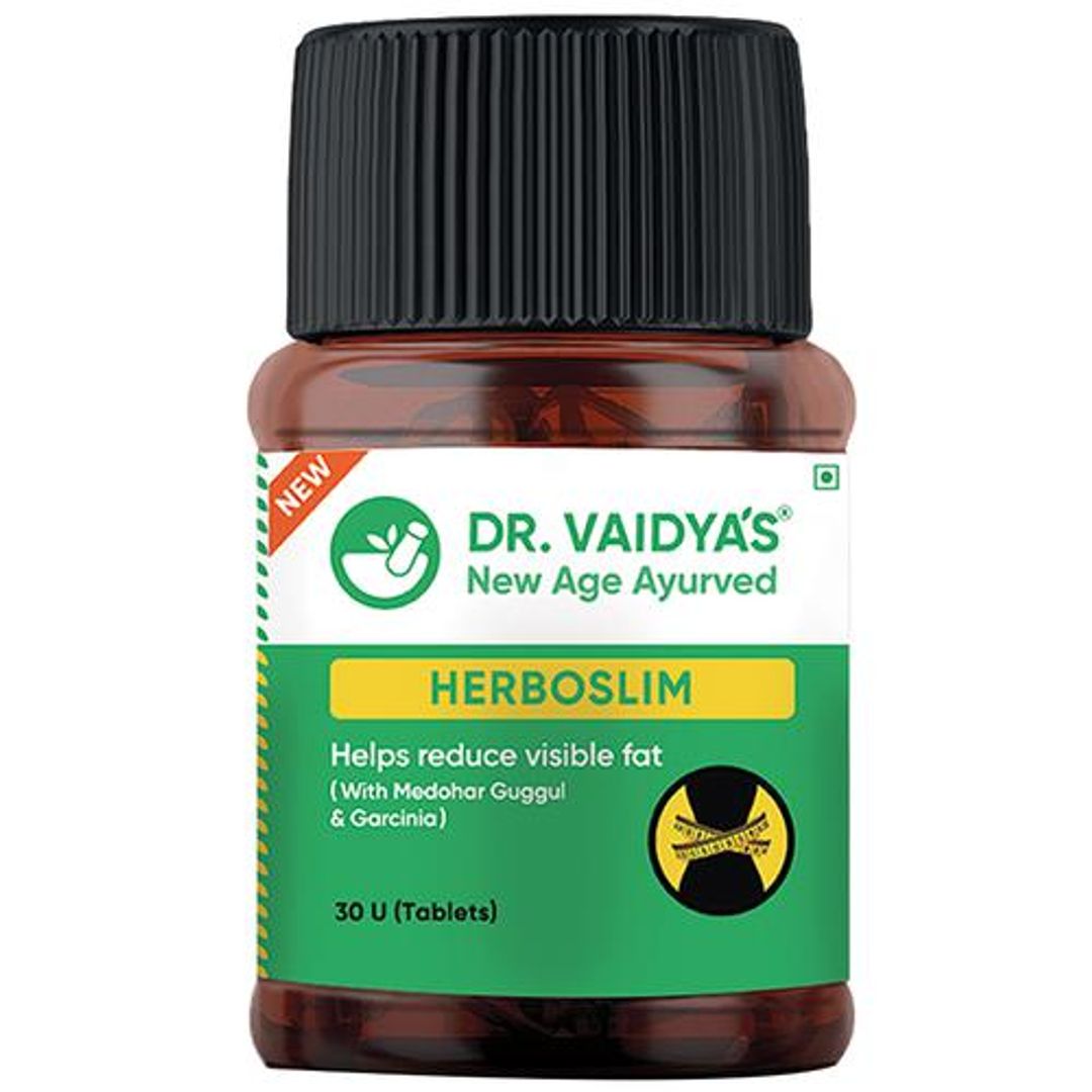 Herboslim Tablets - With Medohar Guggul & Garcinia, Ayurvedic, Helps Visible Fat Loss