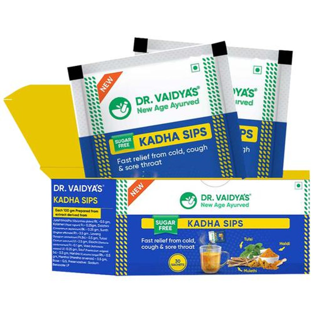 Kadha Sips - Ayurvedic, Provides Relief From Cold, Cough & Sore Throat, Boosts Immunity, Sugar Free