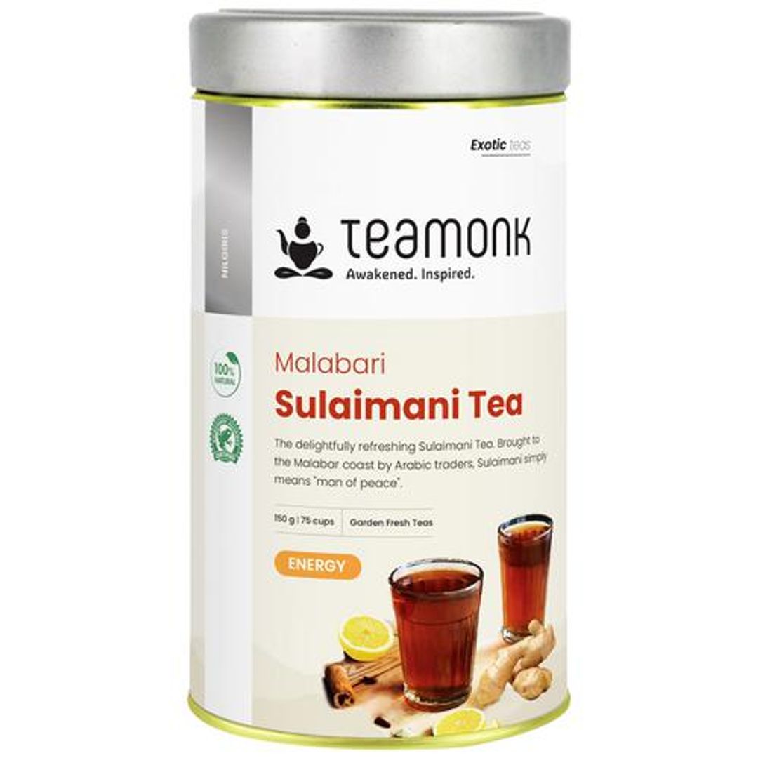 Malabari Sulaimani Black Tea - For Weight Loss, Diabetic Friendly, 100% Pure Stevia Leaves, Cinnamon, Cardamom, Ginger, Lemon