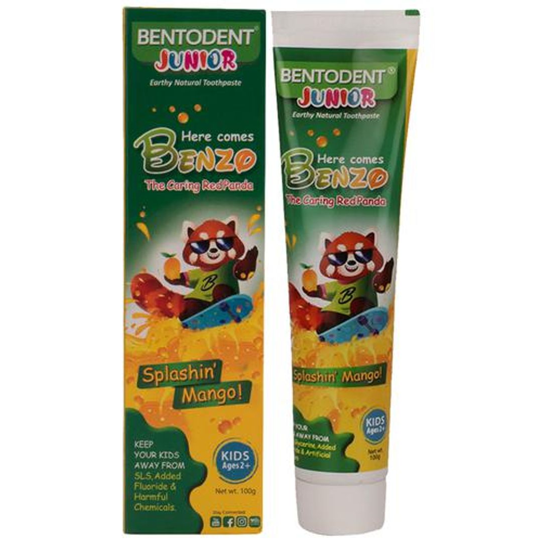Junior Earthy Natural Toothpaste - Splashing Mango, Gentle, Fluoride Free, For 2+ Kids