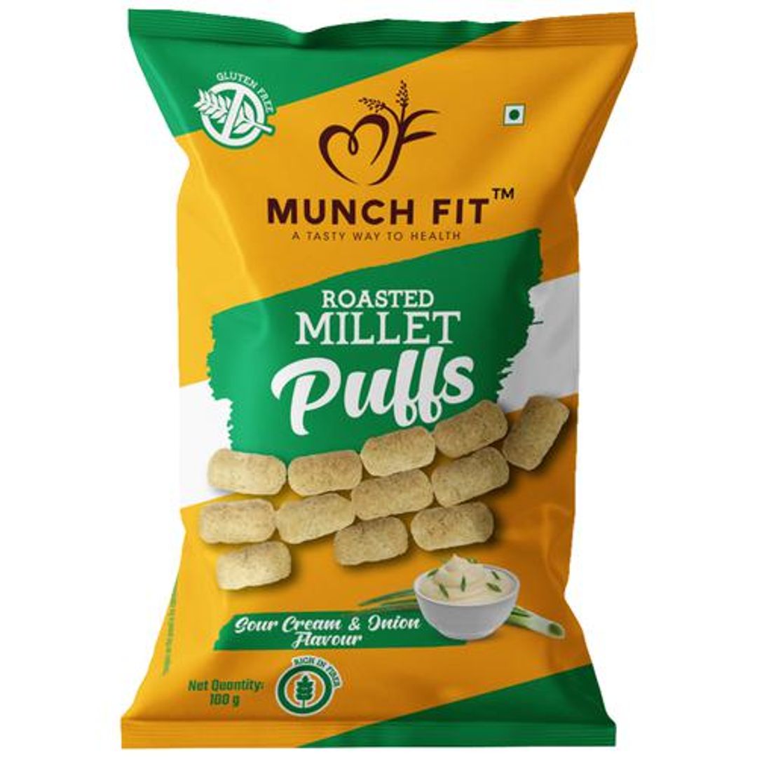 Roasted Millet Puffs - Sour Cream & Onion Flavour, Rich In Fiber, Healthy Snack