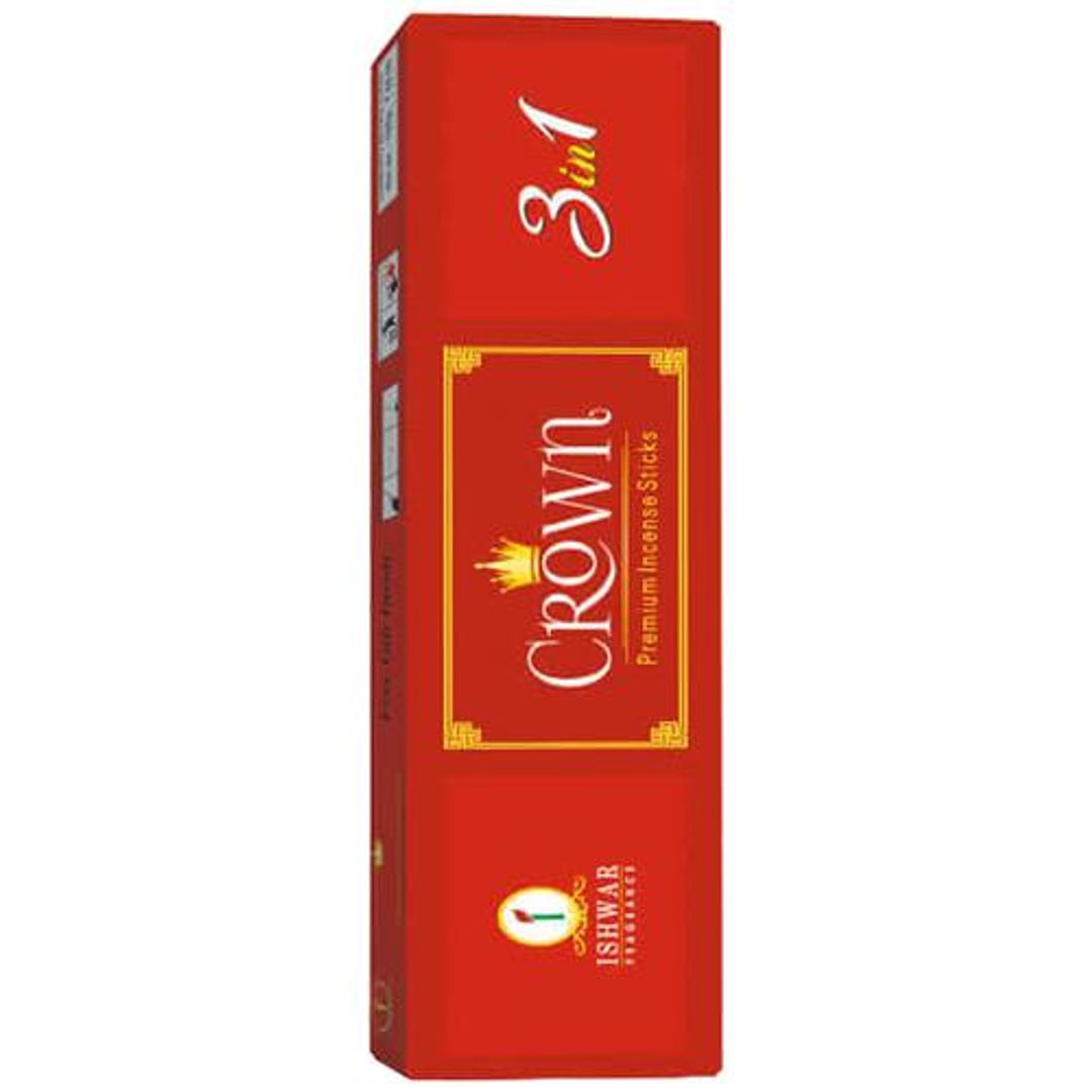 Crown 3 In 1 Premium Incense Sticks/Agarbattis - Long-lasting Fragrance