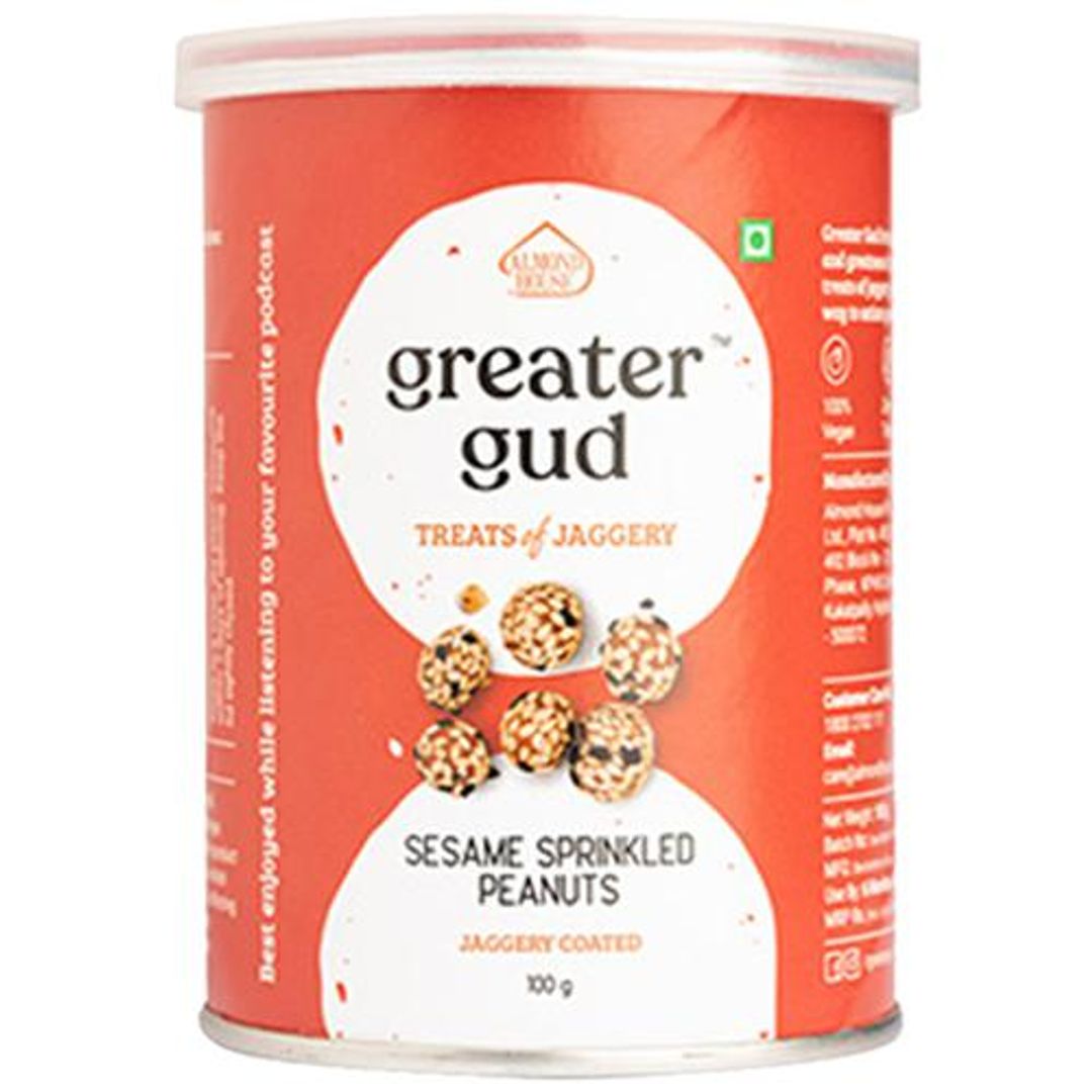 Sesame Sprinkled Peanuts - Jaggery Coated, Vegan, No Refined Sugar & Preservatives
