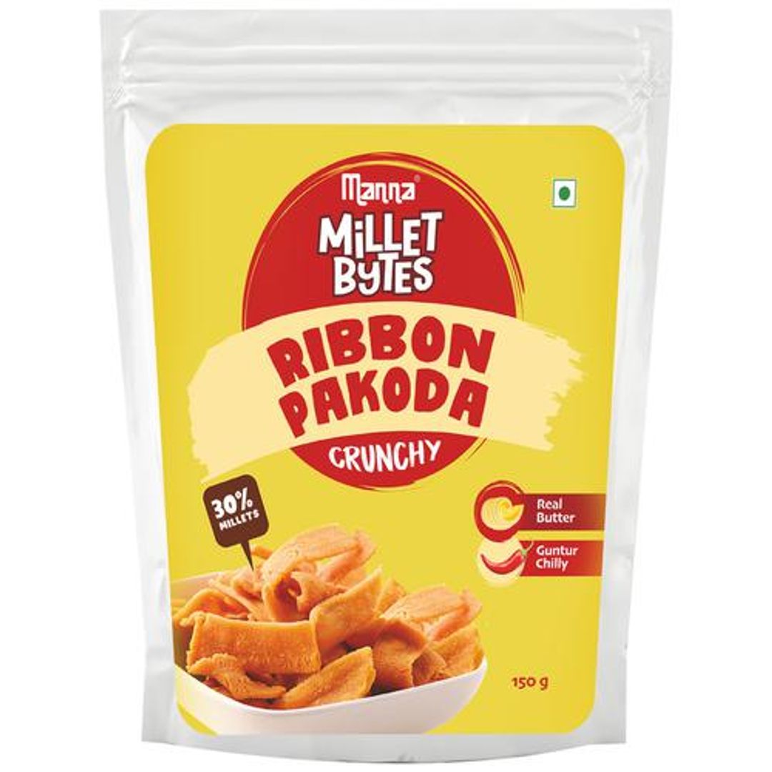 Millet Bytes Ribbon Pakoda - Real Butter & Guntur Chilly, Crunchy, Traditional Snack