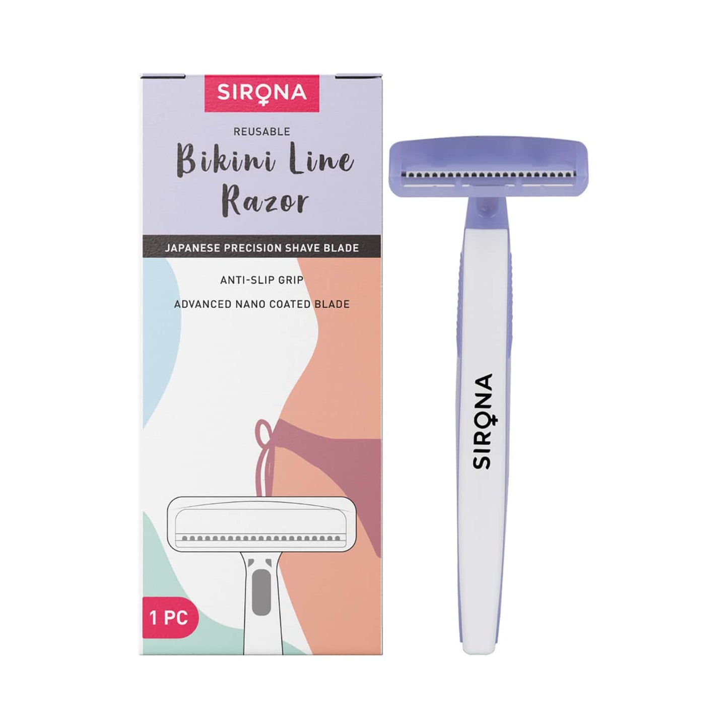 Sirona Reusable Bikini Hair Removal Razor For Women - White, Blue