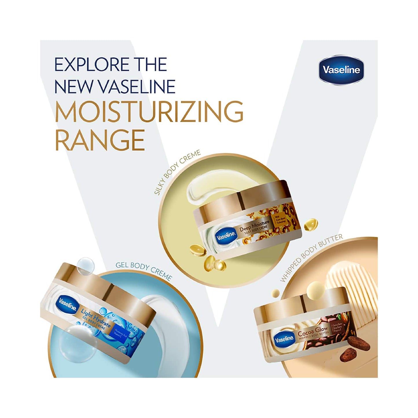 Vaseline Light Hydrate Gel Body Creme with Hyaluronic Acid & Vitamin C for Hydrated Skin (180g)
