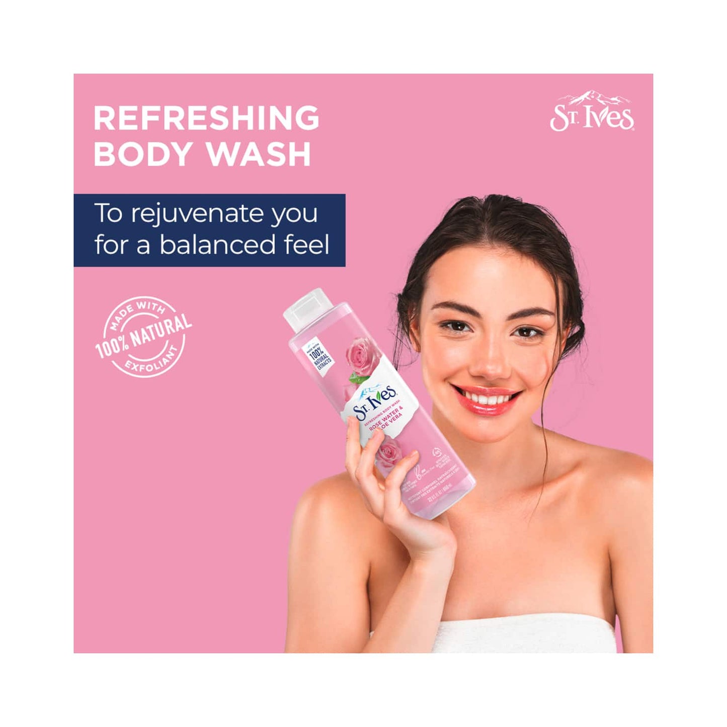 St. Ives Refreshing Rose Water & Aloe Vera Shower Gel (650ml)