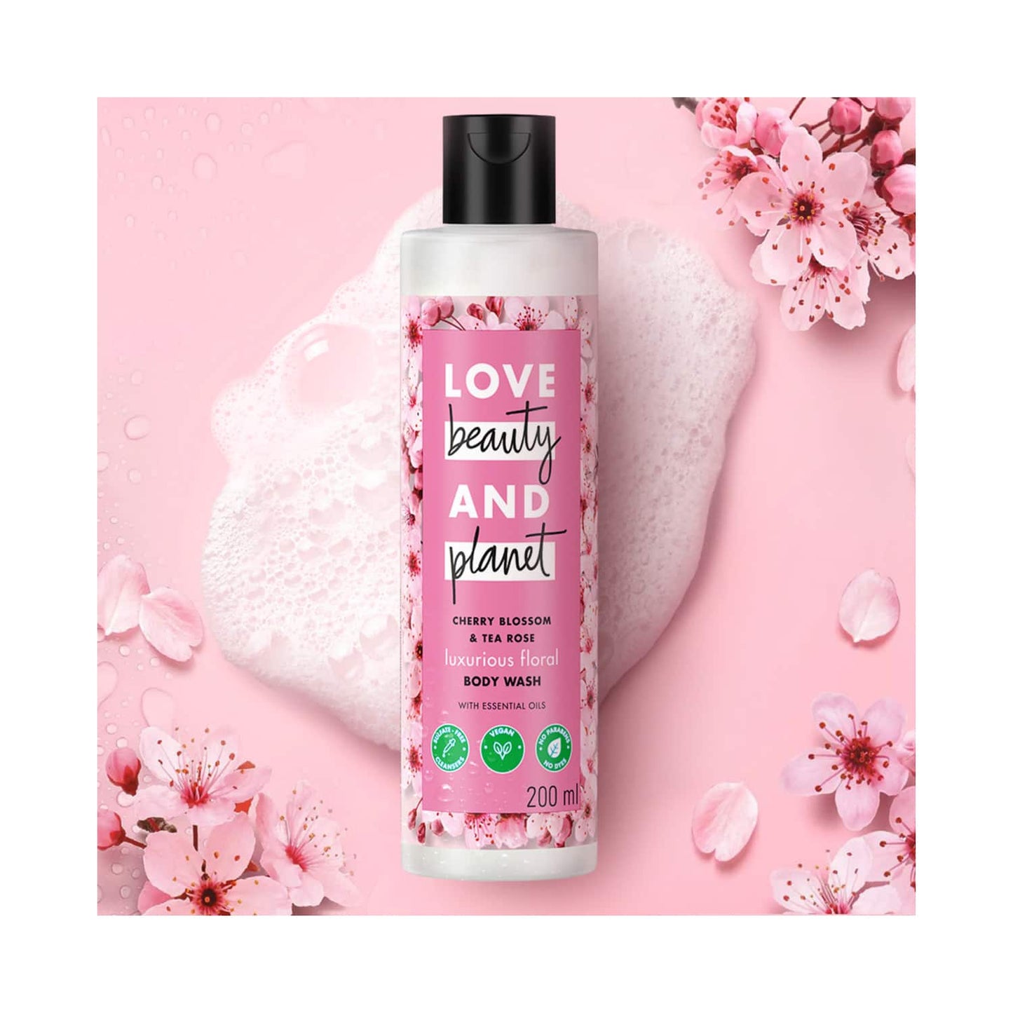 Love Beauty & Planet Cherry Blossom & Tea Rose Moisturising Body Wash for Soft Skin (200 ml)