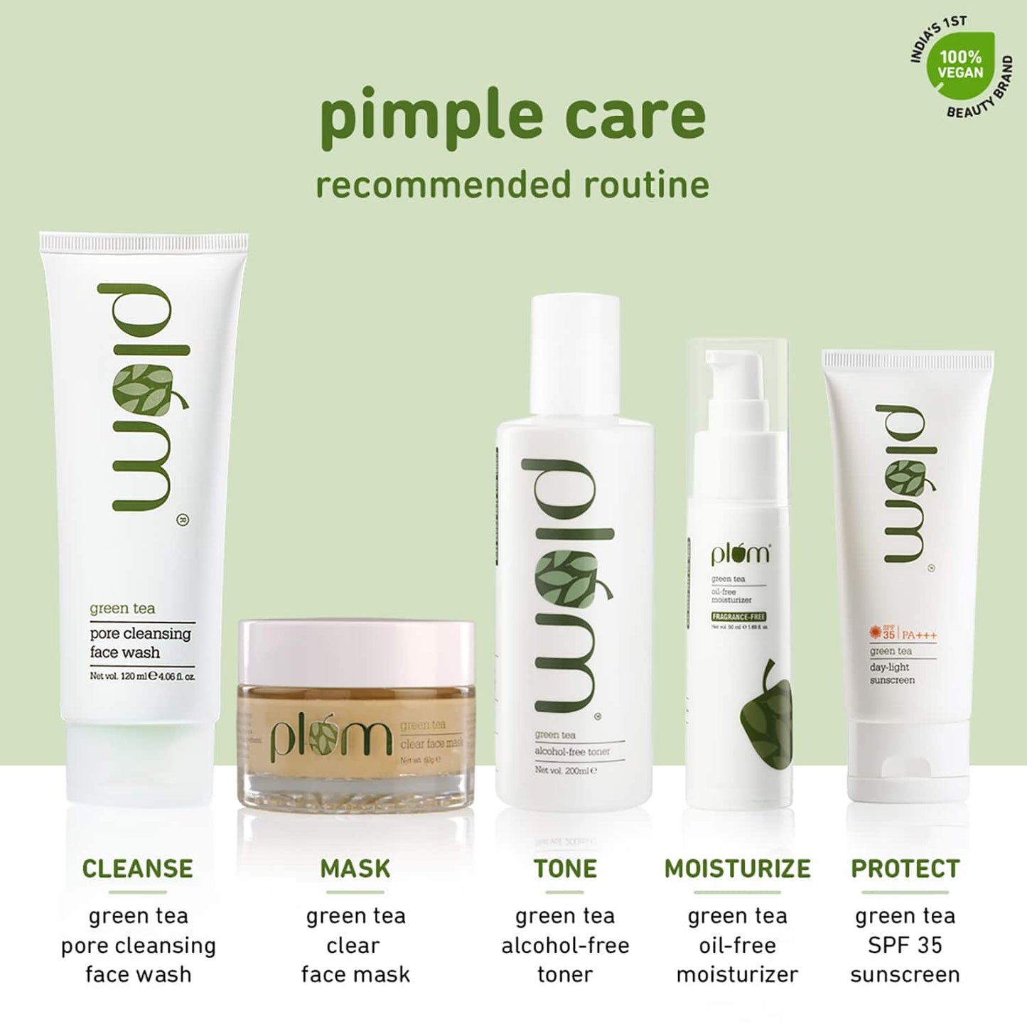 Plum Green Tea Clear Face Mask, Fights Pimples, Control Excess Oil, Unclogs Pores (60g)