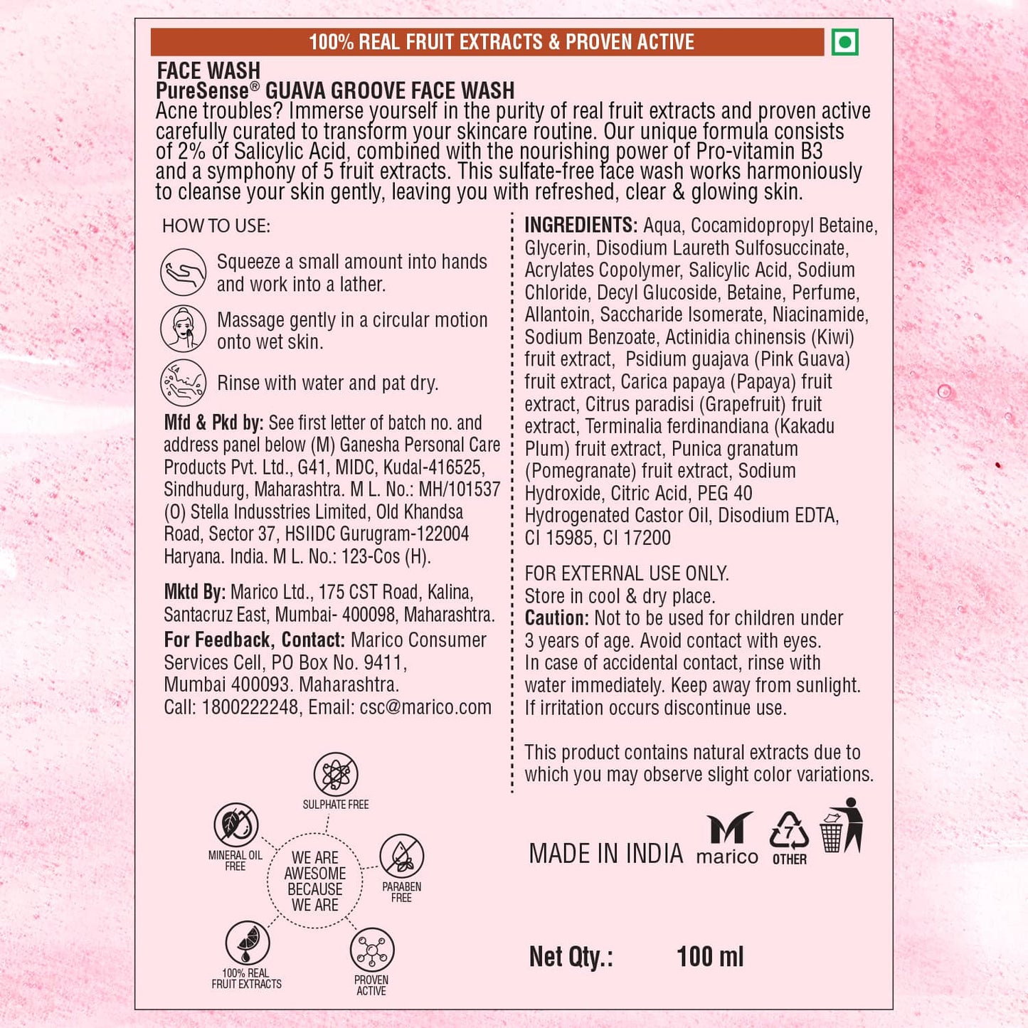 Pure Sense Guava Groove Face Wash (100 ml)