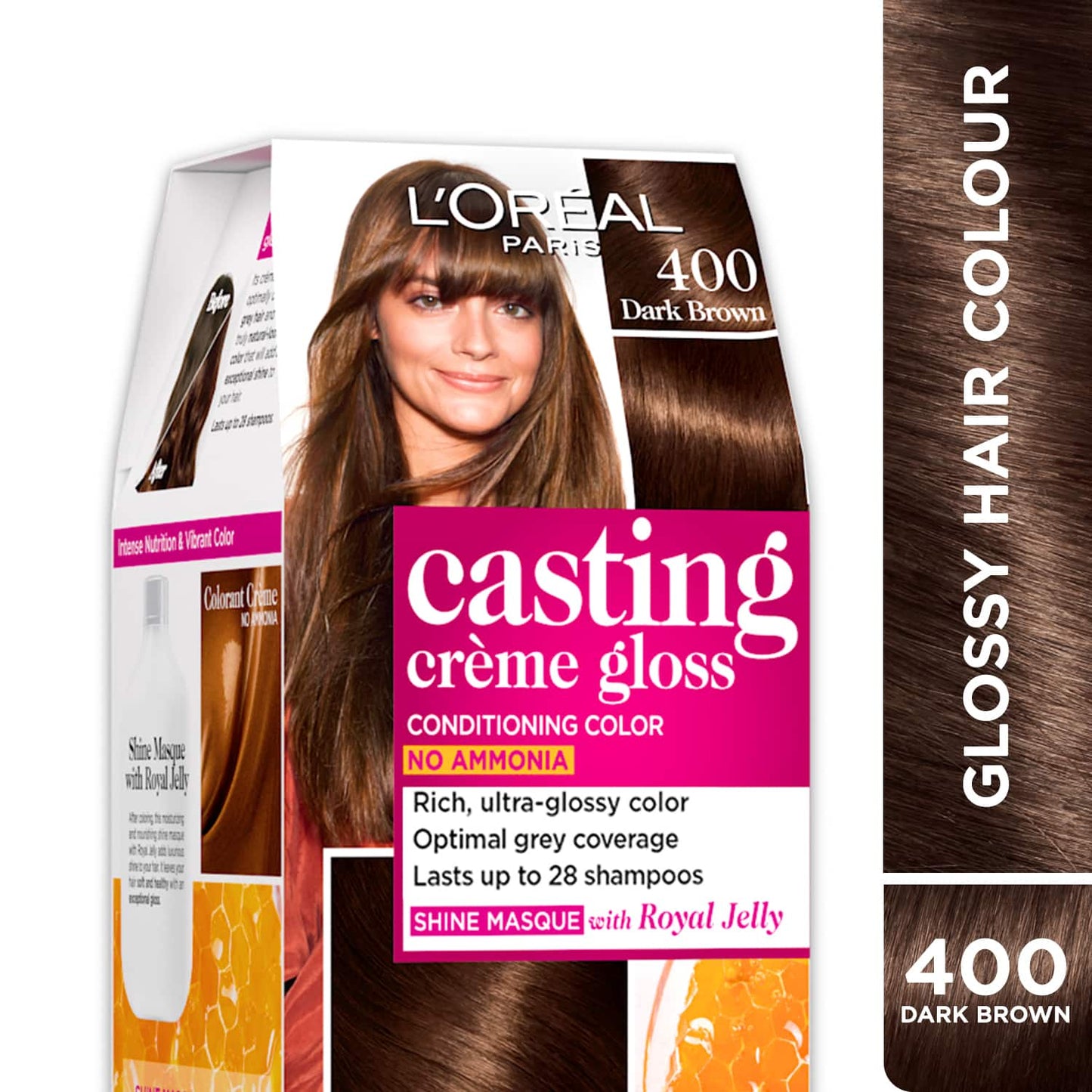 L'Oreal Paris Casting Creme Gloss Hair Color - 400 Dark Brown (87.5g+72ml)