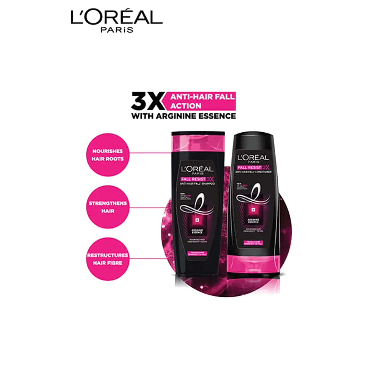 L'Oreal Paris Fall Resist 3X Anti-Hairfall Shampoo, 82.5ml