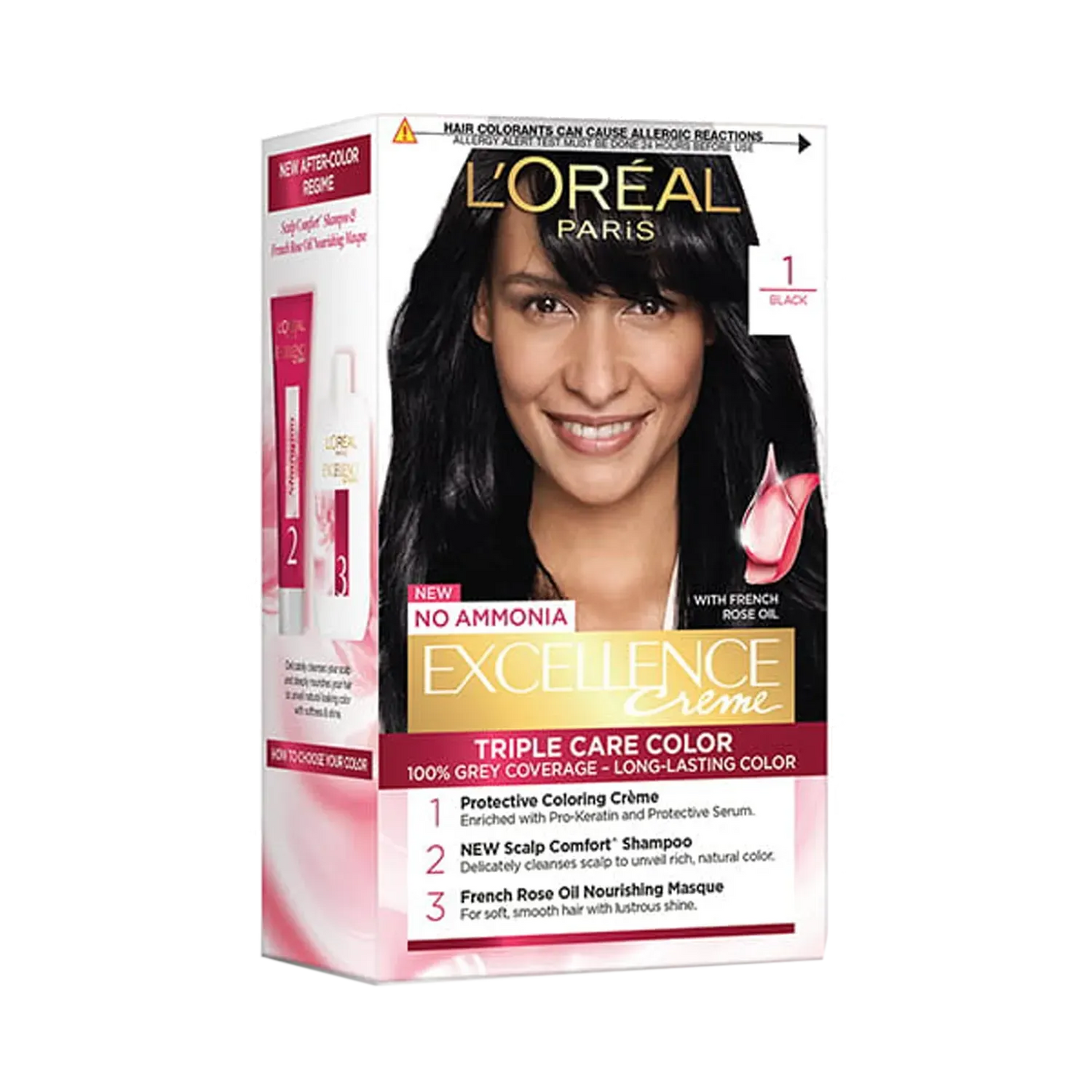 L'Oreal Paris Excellence Creme Hair Color, 1 Black, 72ml+100g