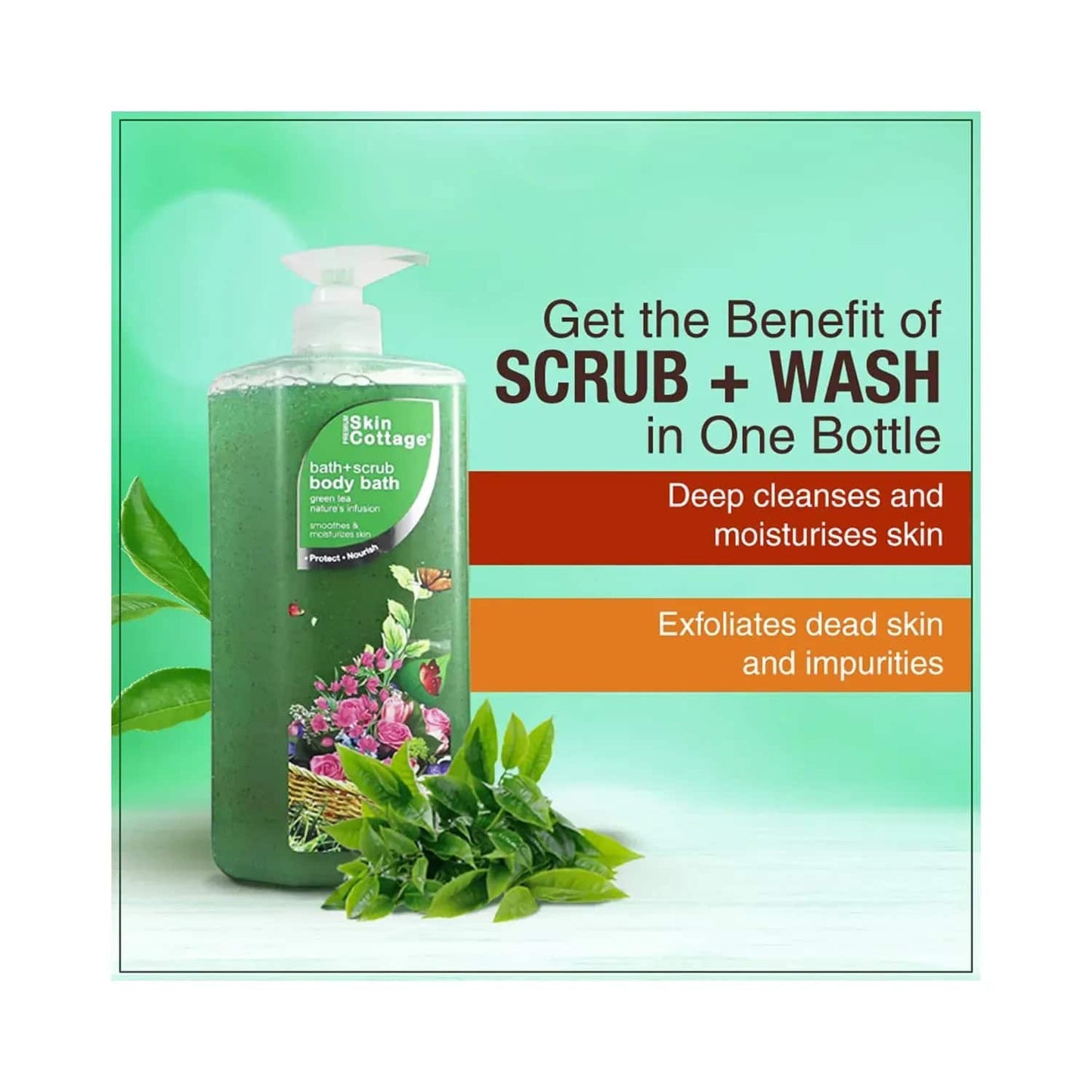 SKIN COTTAGE Green Tea Natures Infusion Body Bath + Scrub (1000ml)