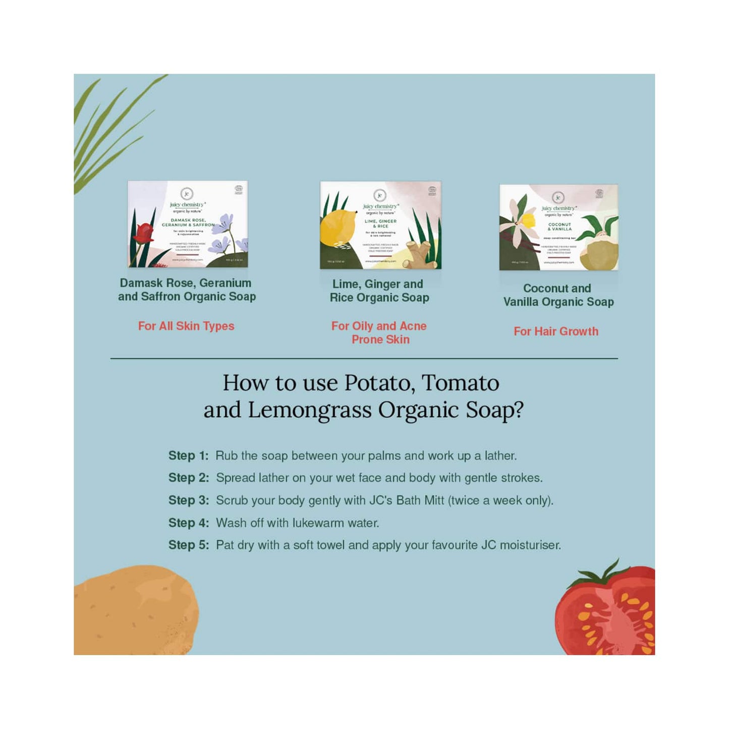 Juicy Chemistry Potato, Tomato & Lemongrass Soap (100g)