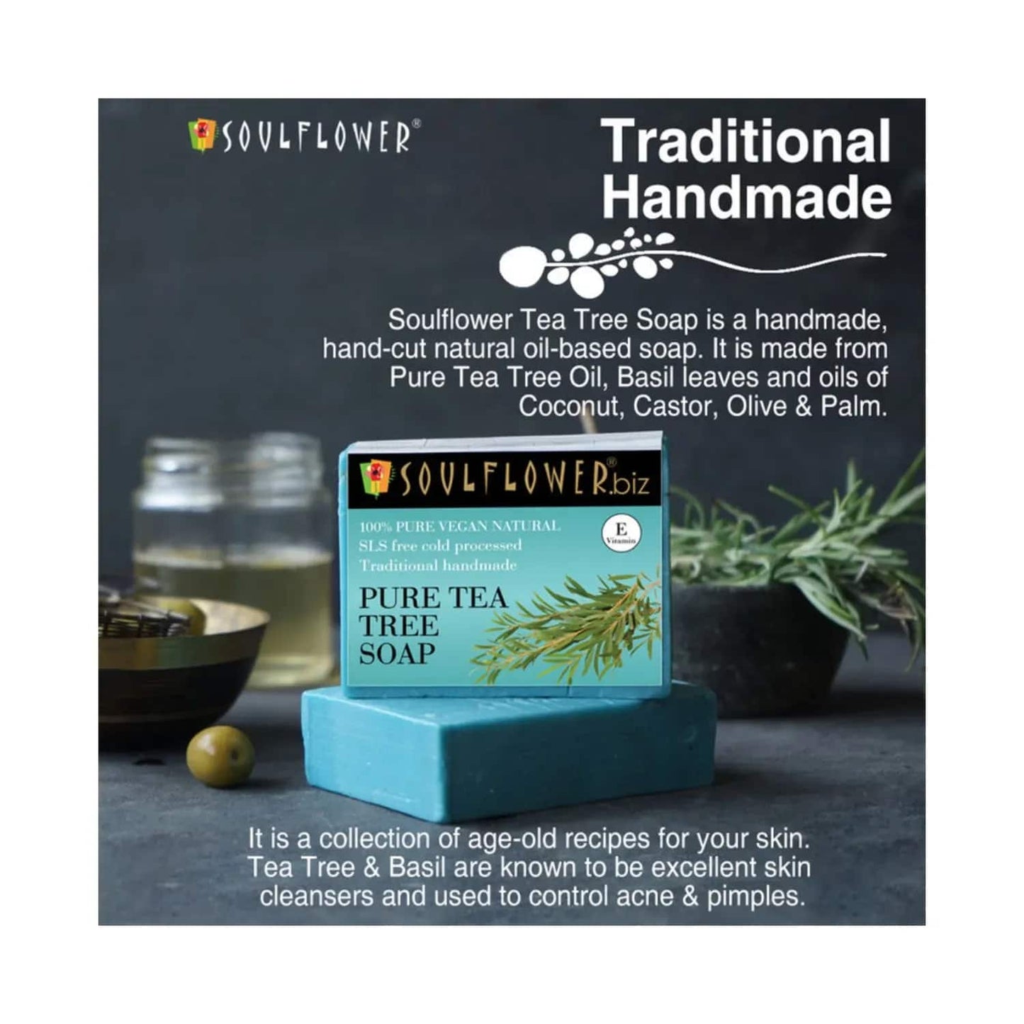 Soulflower Pure Tea Tree Soap - (150g)