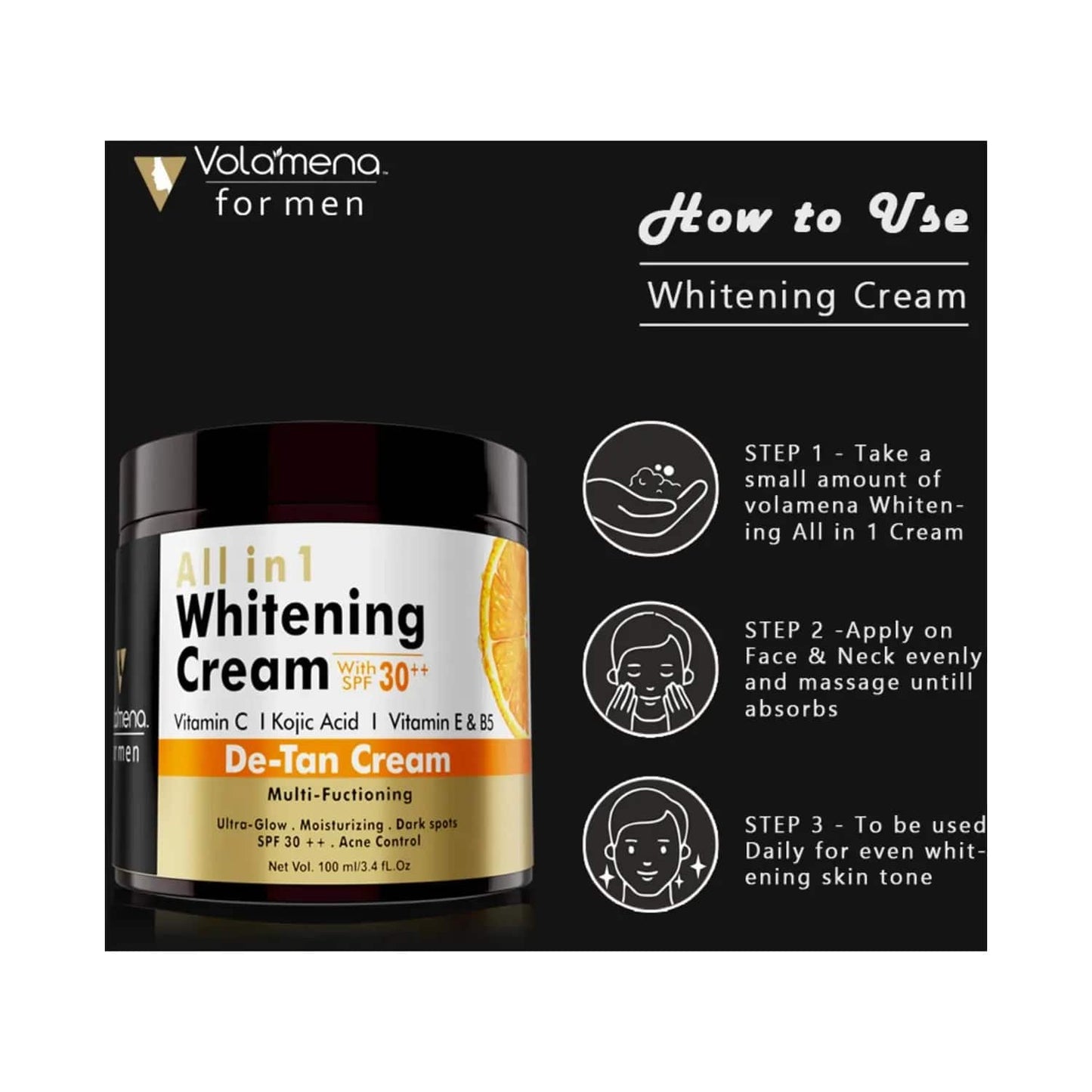 Volamena Men’s All In 1 Whitening Cream With SPF 30 ++ (100ml)