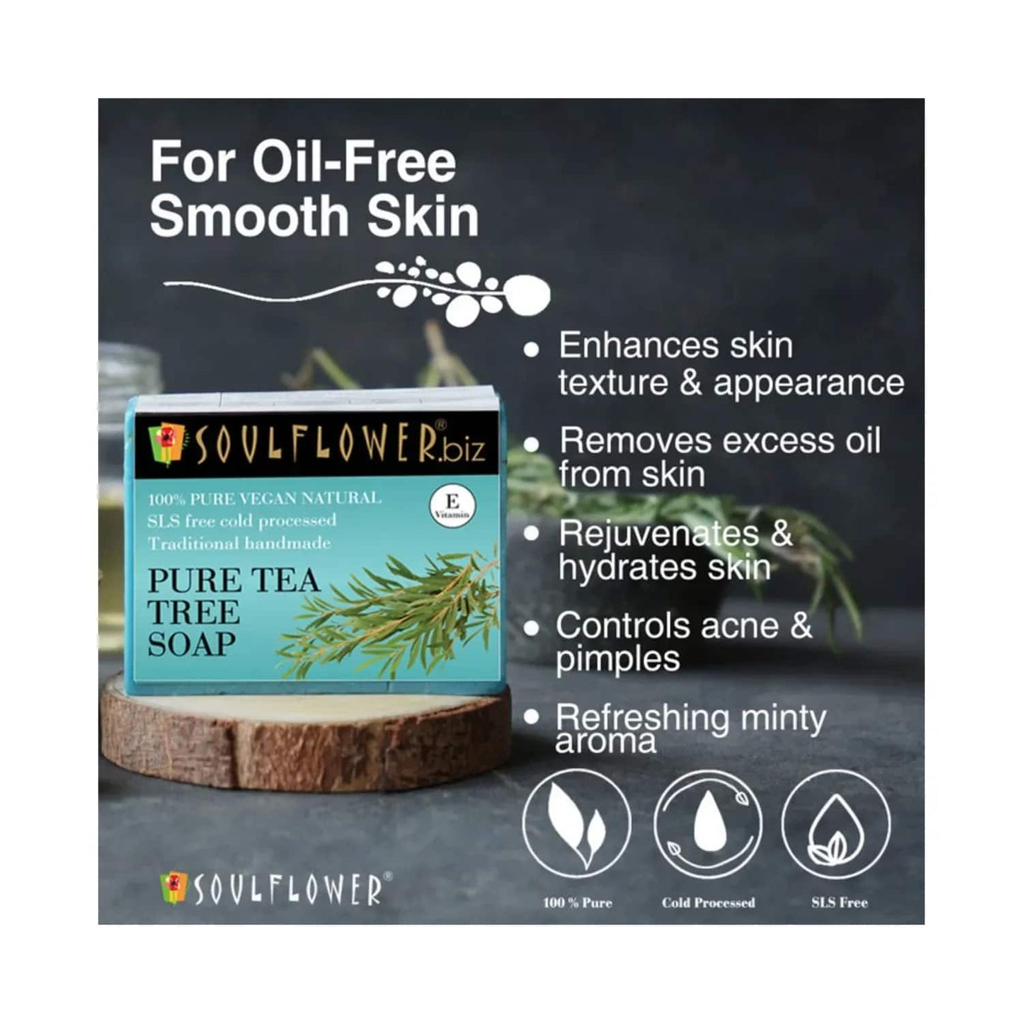 Soulflower Pure Tea Tree Soap - (150g)