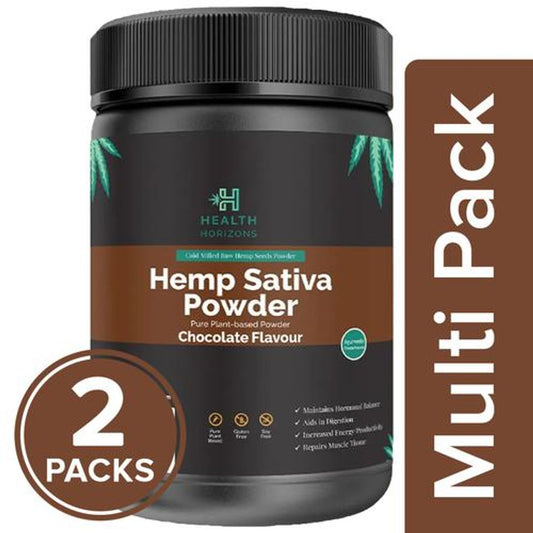 Hemp Sativa Powder - Cold Milled Raw Seeds, Pure Plant-Based, Chocolate Flavour
