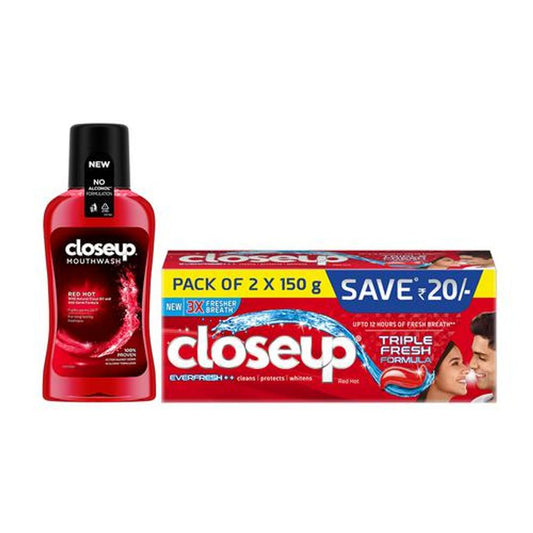 India's No. 1 Gel Toothpaste + Red Hot Mouthwash