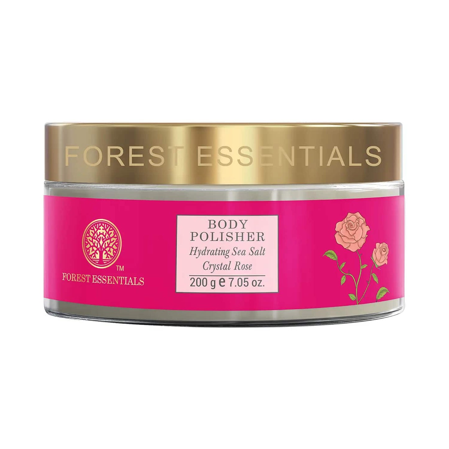 Forest Essentials Body Polisher Hydrating Sea Salt Crystal Rose Scrub (200g)
