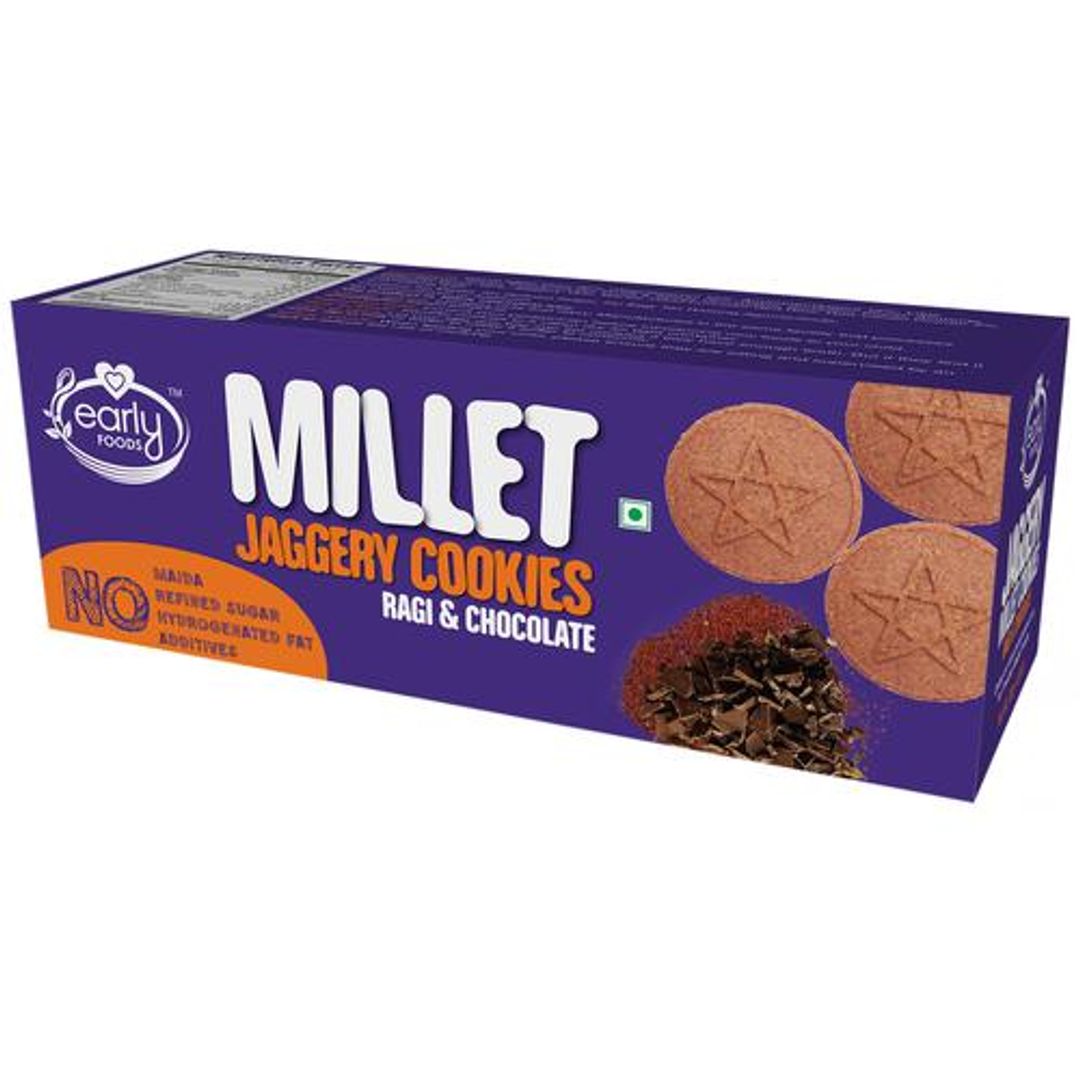 Jaggery Millet Cookies - Ragi & Chocolate, No Preservatives & Additives