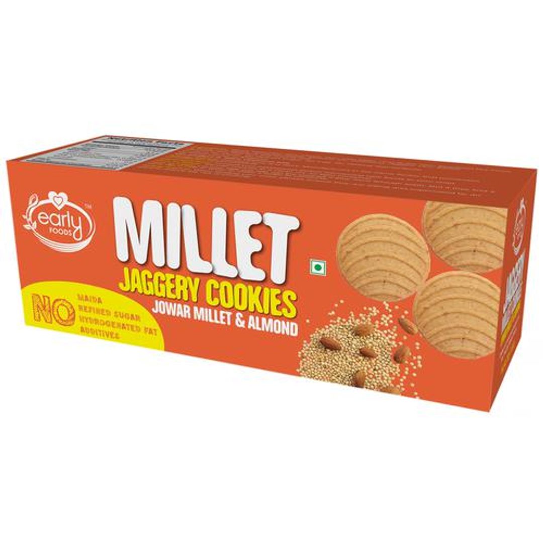 Jaggery Millet Cookies - Jowar & Almonds, No Preservatives & Additives