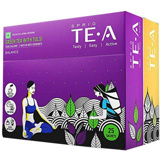 Green Tea With Tulsi - Fully Soluble, Low Bitterness, Antioxidant-Rich, Boosts Immunity