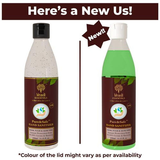 Pure & Safe Hand Sanitizer - Neem, Tulsi & Aloe Vera, Alcohol Based, Protection from 99.99% Germs & Bacteria