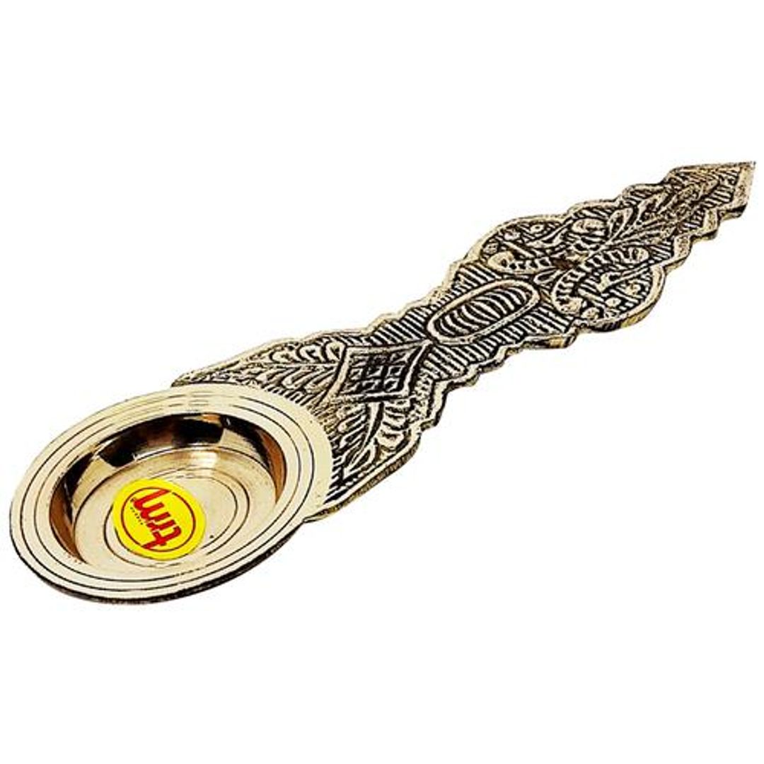 Karpura Arti Holder/Brass Camphor Arti Holder - Daily Pooja Essentials, Medium, Gold Colour