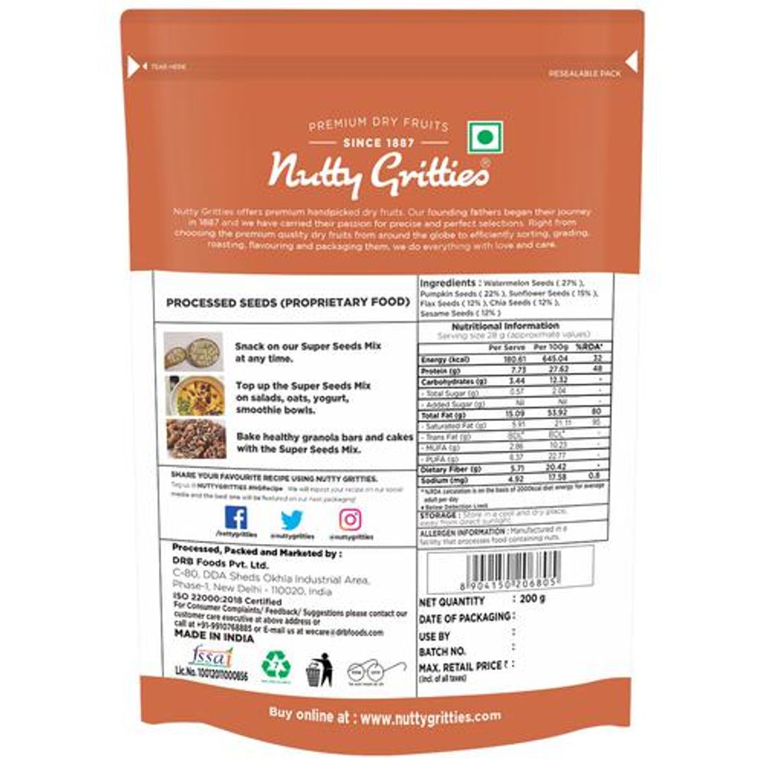 Super Seeds Mix - Roasted Flax, Chia, Sesame, Sunflower, Watermelon, Pumpkin Seeds