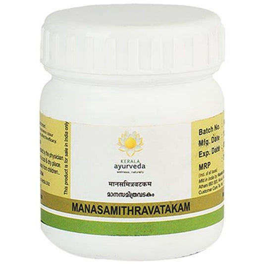 Manasamithravatakam 25 count | Herbal Tablet | Stress Relief | Emotional Wellbeing | Non-Drowsy Natural Formula | Non-Habit Forming | Restful Sleep | With Bala, Shankhpushpi, Ashwagandha & Swarna Bhasma