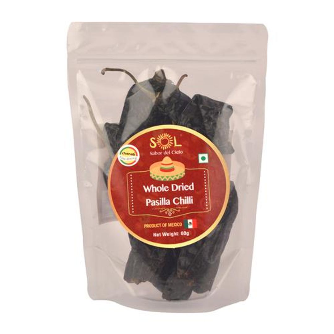 Whole Dried Pasilla Chillies With Stem