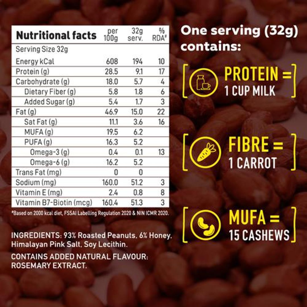 Honey Roasted Peanut Butter - Sweet, Salty & Crunchy, Non-GMO, High In Protein