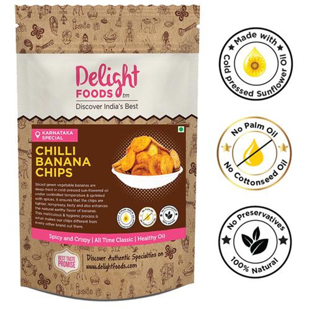Chilli Banana Chips - Cold Pressed Sunflower Oil Fried