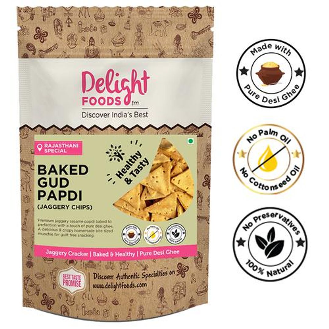 Baked Gud Papdi With Sesame - Ghee Jaggery Chips