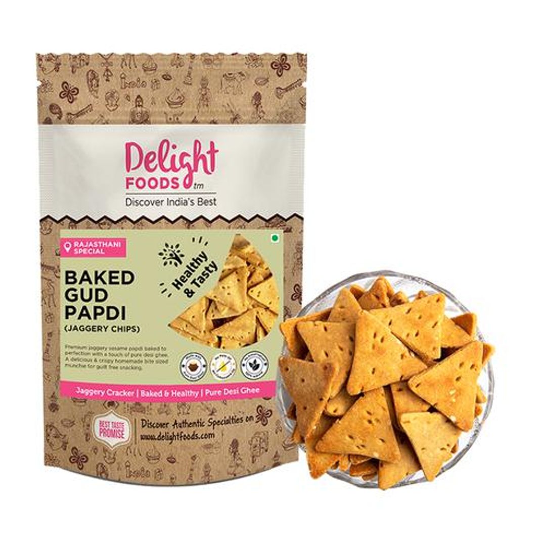 Baked Gud Papdi With Sesame - Ghee Jaggery Chips