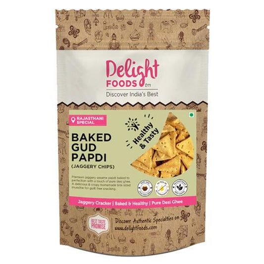 Baked Gud Papdi With Sesame - Ghee Jaggery Chips