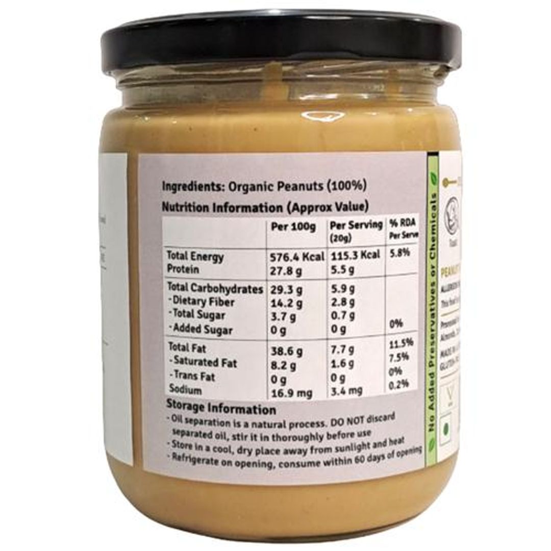 Organic Peanut Butter - Crunchy, Unsweetened - 28% Protein, 100% Peanuts