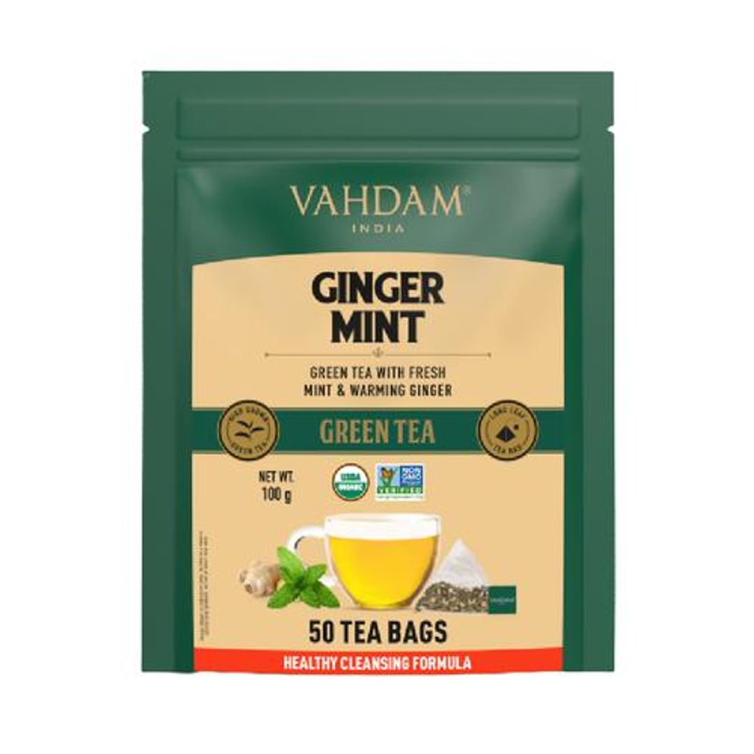 Ginger Mint Herbal Green Tea - Cleans The System, Improves Digestion